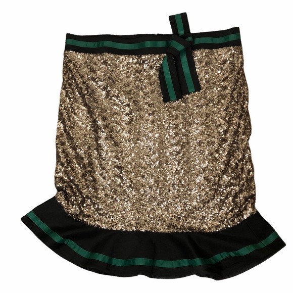 NWT Eloquii Gold Sequined Tulip Skirt Green Black - Picture 2 of 5